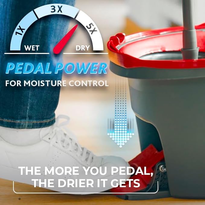 O-Cedar EasyWring 超細纖維旋轉拖把，水桶地板清潔系統，紅色，灰色，標準款